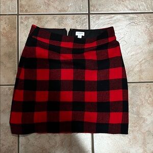 J. Crew Red and Black Checkered Mini Skirt